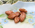 Czech Glass Bisque Picasso w/ Copper Wash Leaf Drop 7x12mm