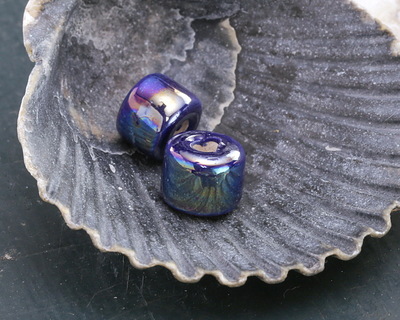 Mykonos Ceramic Iridescent Cobalt Tube Spacer 7x8mm