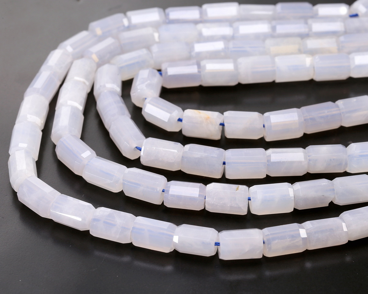 Blue Rose Quartz Faceted Tube 10x7mm