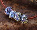 Grace Lampwork Blue-Green & Purple Borosilicate Rondelle 9x13mm