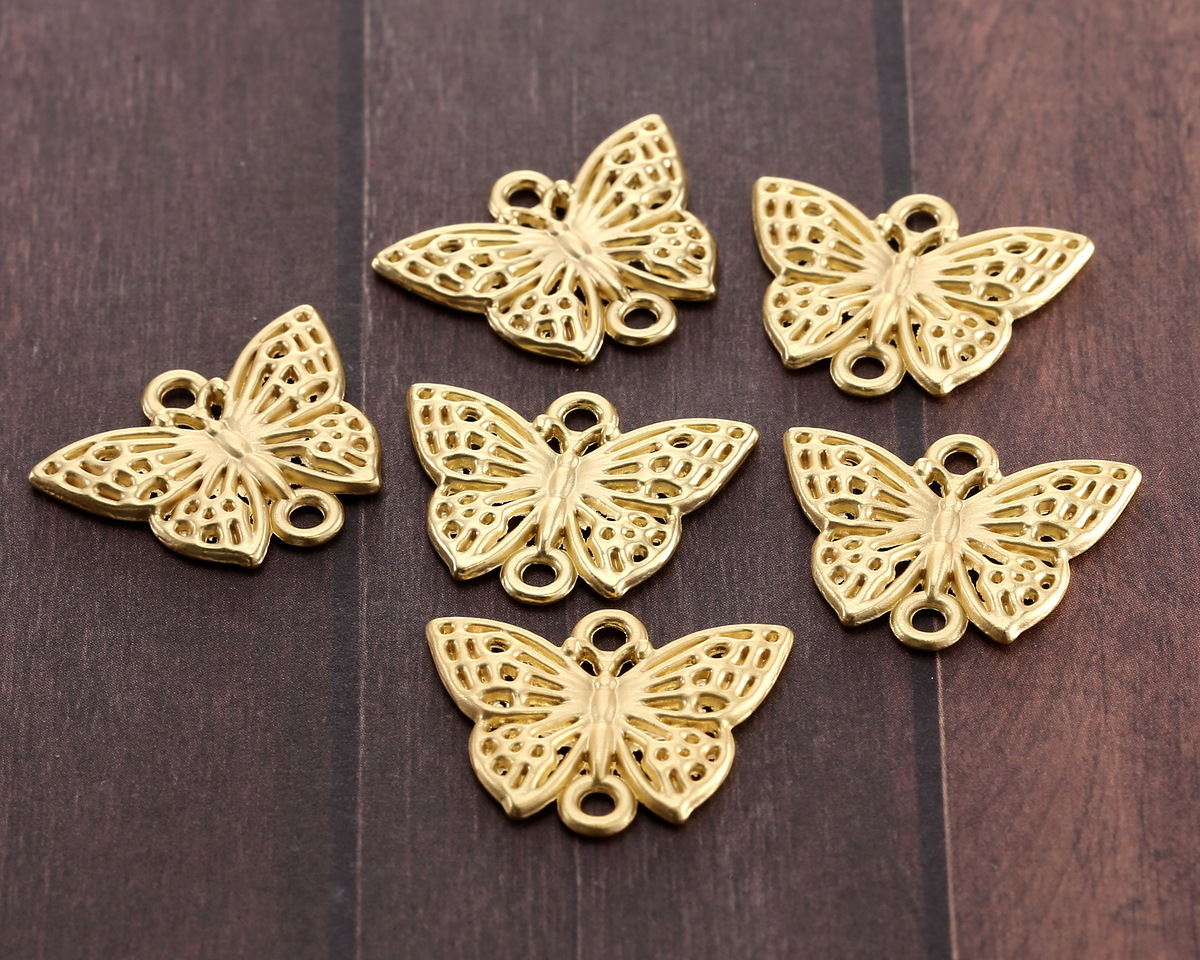 Satin Hamilton Gold (plated) Filigree Butterfly Focal Link 15x19mm
