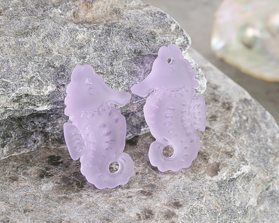 Periwinkle Beach-Style Glass Sea Horse Pendant 17x29mm