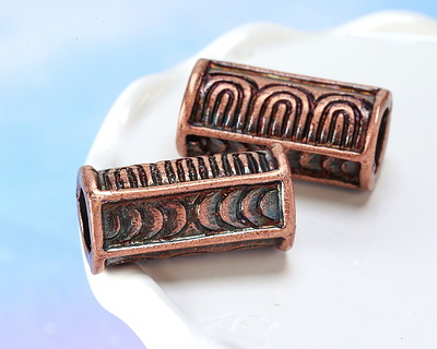 Mykonos Antique Copper (plated) Fancy Barrel (Large Hole) 30x15mm