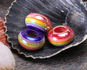 Rainbow Banded Resin Large-Hole Rondelle 8x14mm