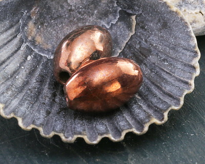 Mykonos Ceramic Iridescent Copper Patina Rice 14x7mm
