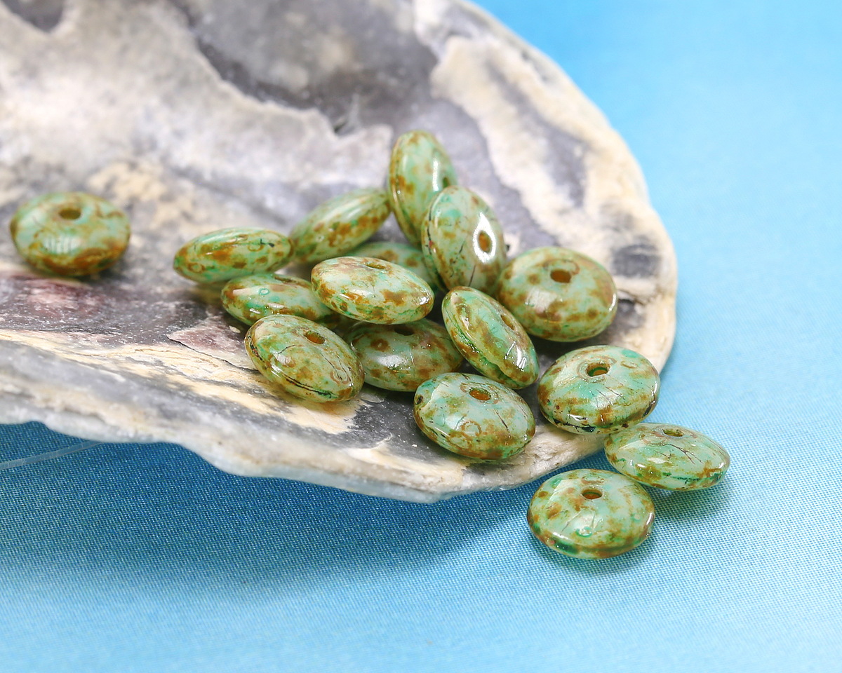 Czech Glass Aquamarine Picasso Spacer 2x6mm