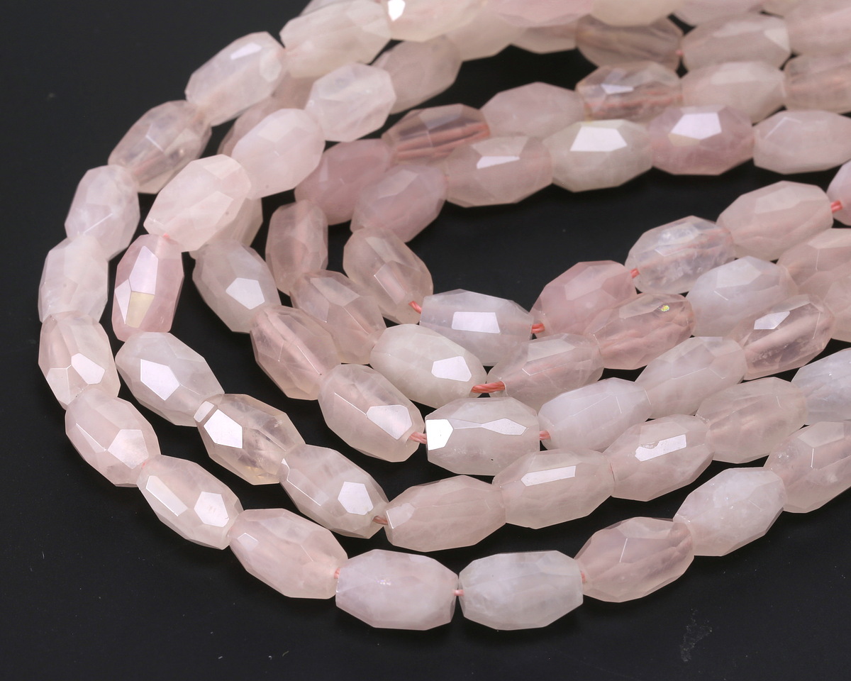 Rose Quartz (A) Microfaceted Long Nugget 9x14mm