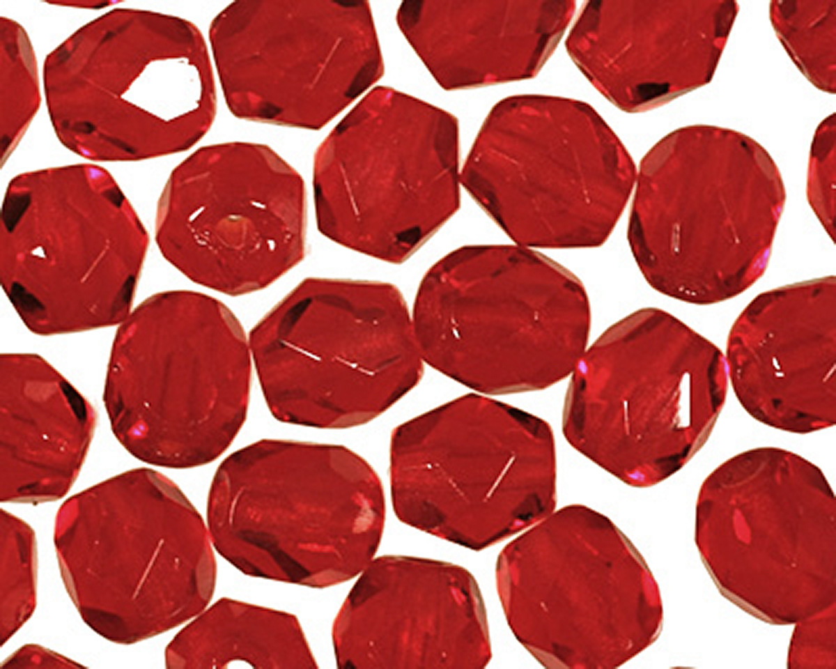 Czech Glass Ruby Fire Polished Round 4mm