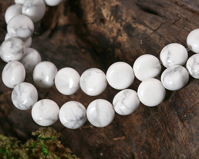 White Howlite Puff Coin 8mm