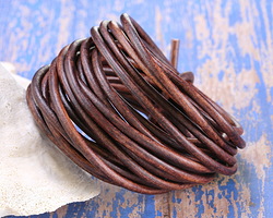 Antique Brown Round Leather Cord 4mm, 16 feet
