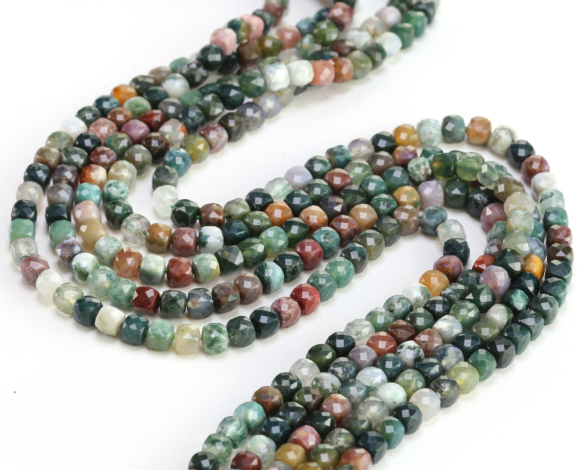 Fancy Jasper Faceted Cube 4mm