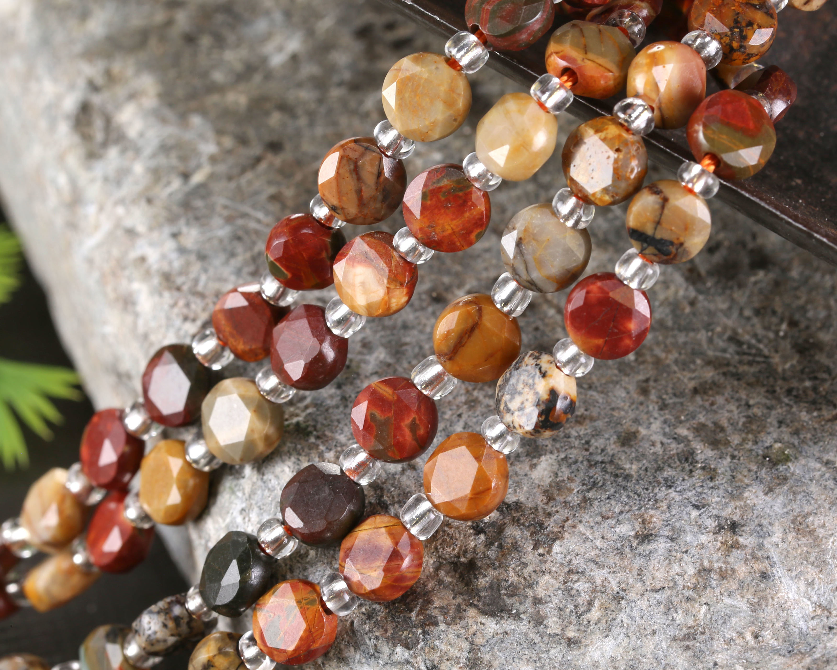 Red Creek Jasper Microfaceted Star Coin 6mm