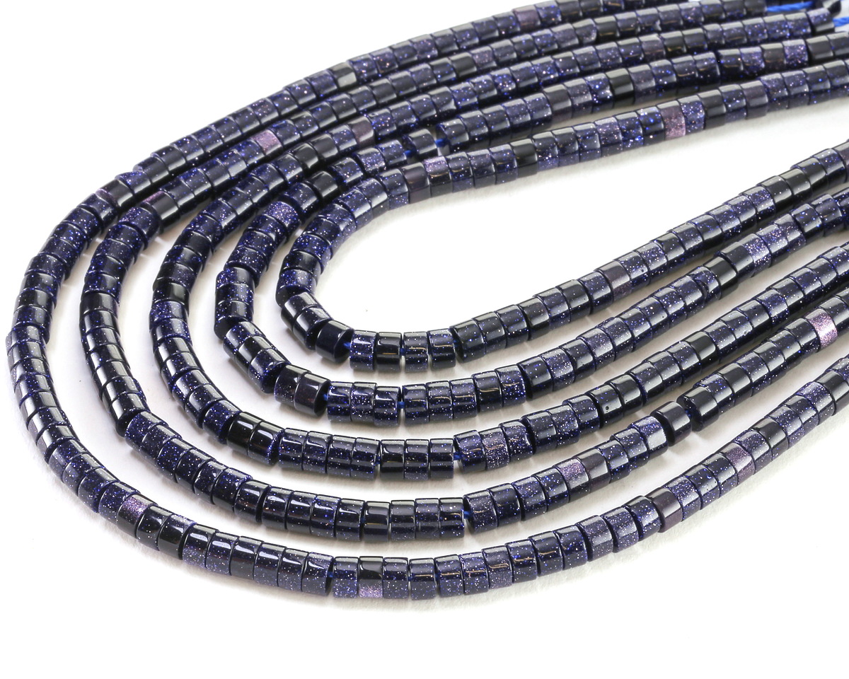 Blue Goldstone Heishi 2x4mm