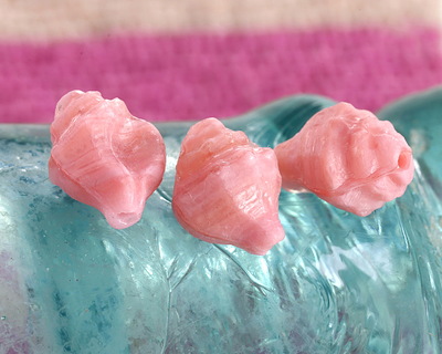 Czech Glass Matte Pink Silk Murex Shell 15x12mm