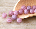 Czech Glass Matte Thistle Mix w/ Metallic Pink Melon Round 8mm