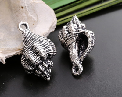 Mykonos Antique Silver (plated) Murex Shell Focal 13x24mm