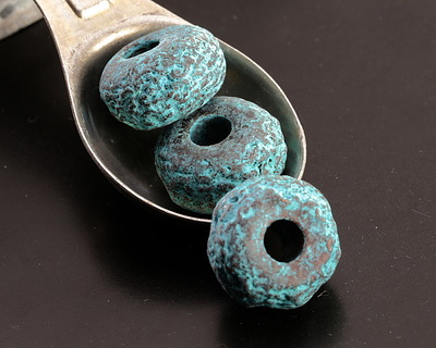 Mykonos Metalized Ceramic Copper Patina Textured Donut 10x19mm