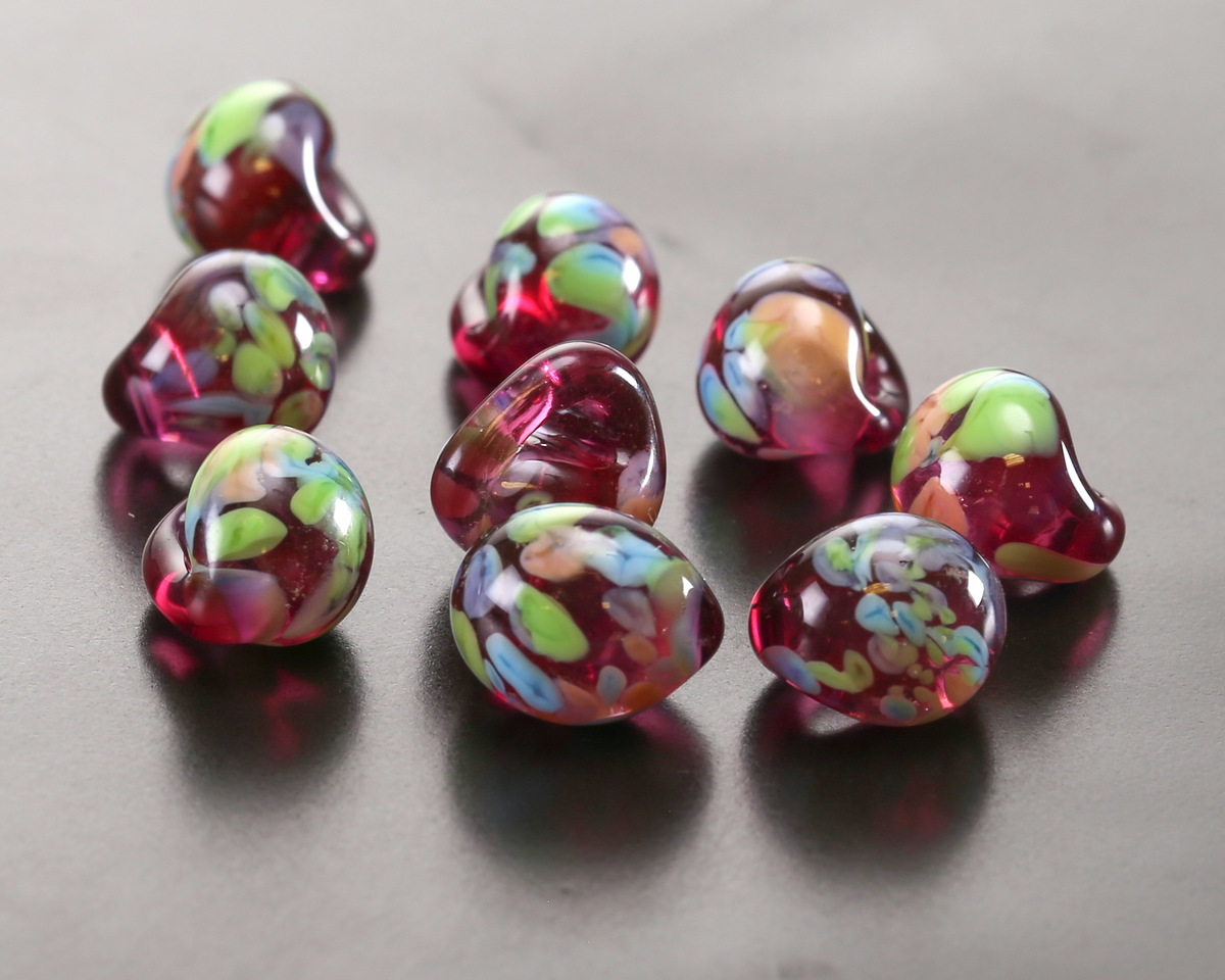 Unicorne Beads Glass Purple Gerbera Teardrop 9-10mm