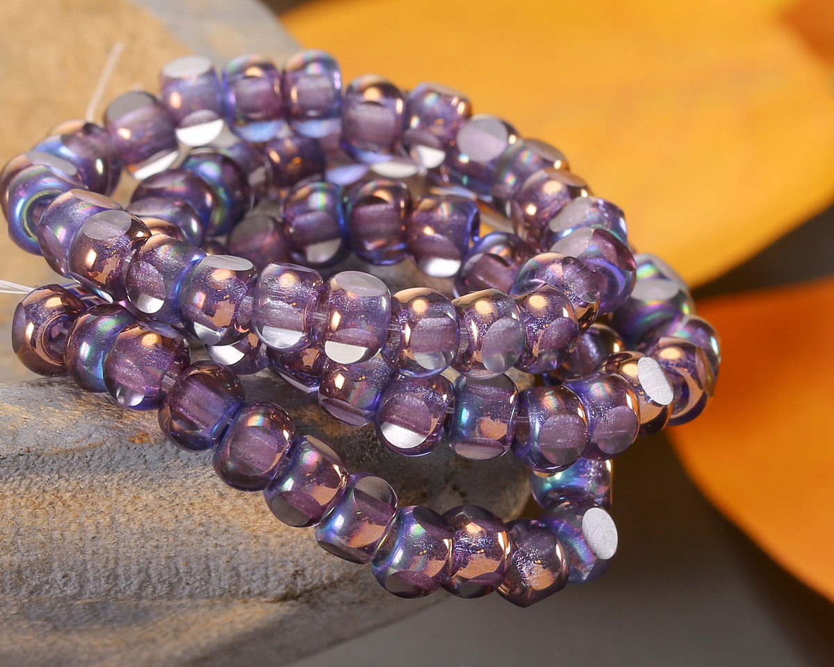 Czech Glass Bronzed Wisteria AB Trica Beads 4x5mm