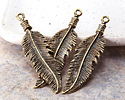 Mykonos Antique Brass (plated) Feather Pendant 17x67mm