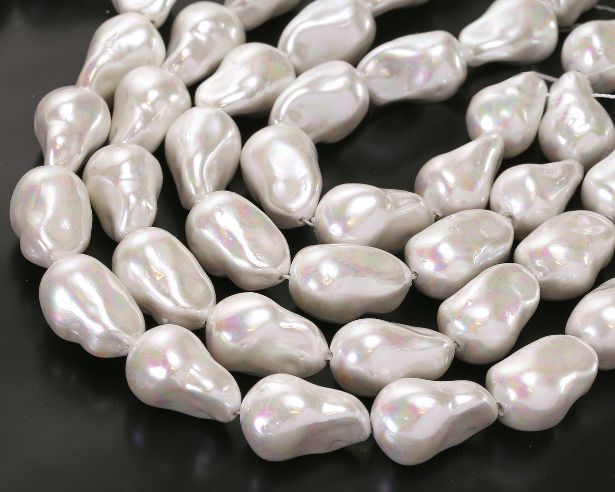 Pearly White Baroque Style Shell Pearl 23x14mm