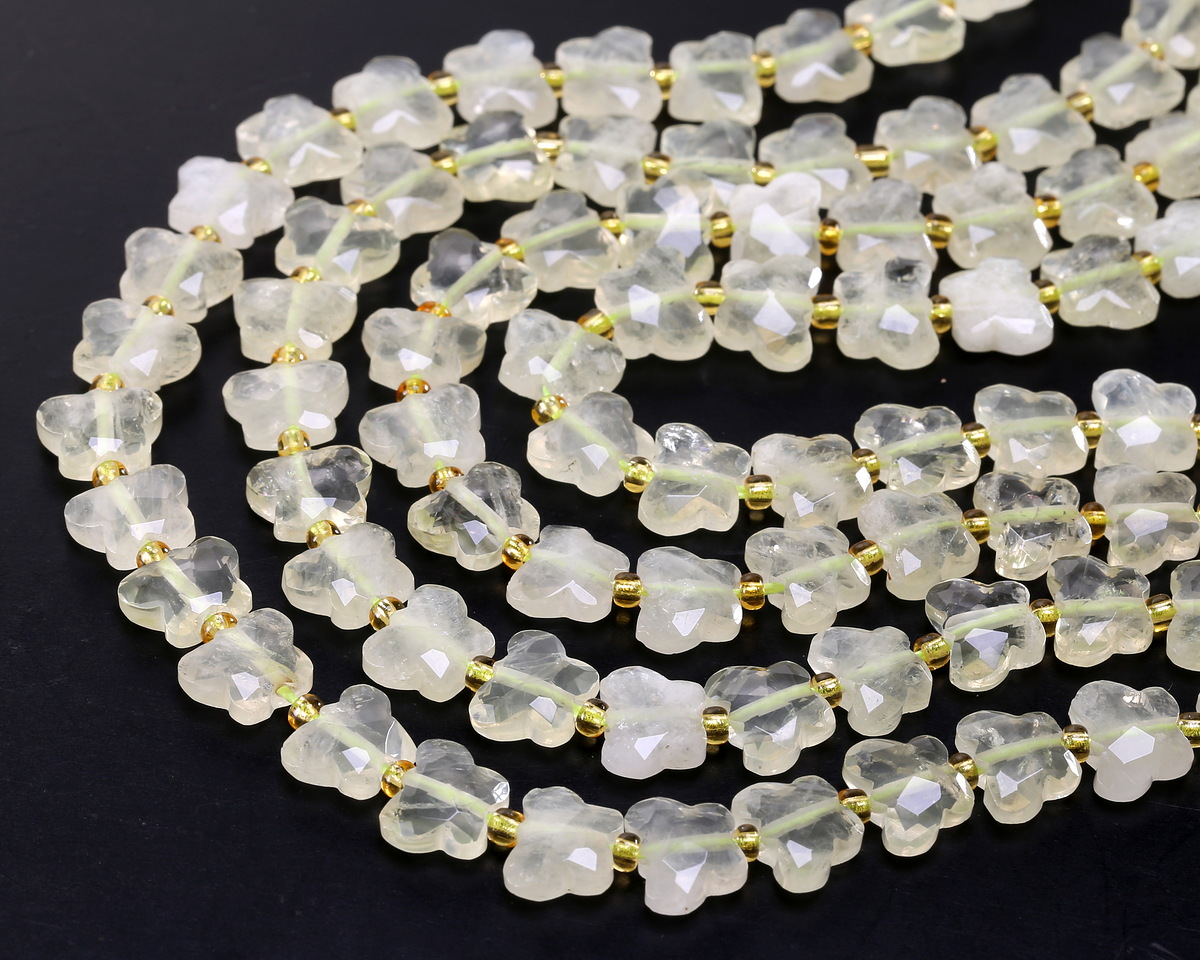 Lemon Quartz Microfaceted Butterfly 8x10mm