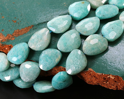 Brazil Amazonite Microfaceted Puff Pear 13x16mm