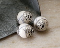 Nepalese White Magnesite & White Brass Bead 12-14x10mm