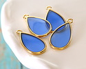 24k Gold (Plated) Transparent Sapphire Resin Drop Focal 13x23mm