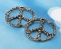 Green Girl Pewter Floral Peace Sign Focal 38mm