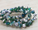 Czech Glass Beach Glass Mix AB w/ Silver English Cut Bead 7x8mm