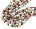 Matte Multi Stone (Dalmatian Jasper, Picture Jasper, Tree Agate, Red Jasper, White Agate, Quartz) Round 6mm
