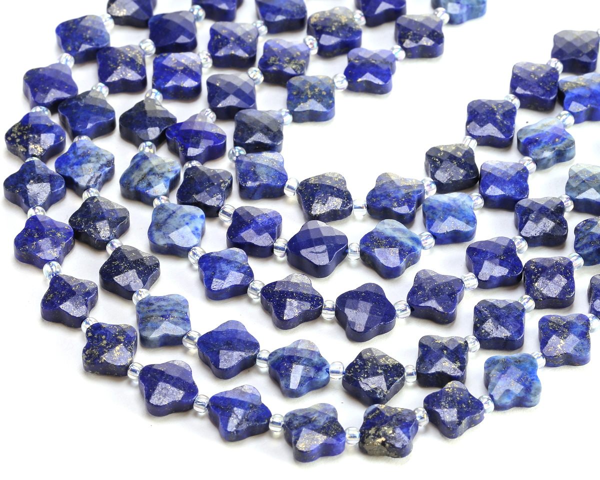 Lapis Faceted Quatrefoil 10mm