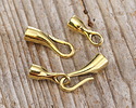 Antique Gold Finish Simple Hook & Eye Glue-in 3mm Cord End Clasp 30x5mm
