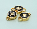 24K Gold (plated) Jet & White Enamel North Star Round Focal Link 16x10mm