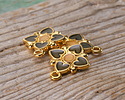 24K Gold (plated) Transparent Gray Enamel Quatrefoil Focal 15x18mm