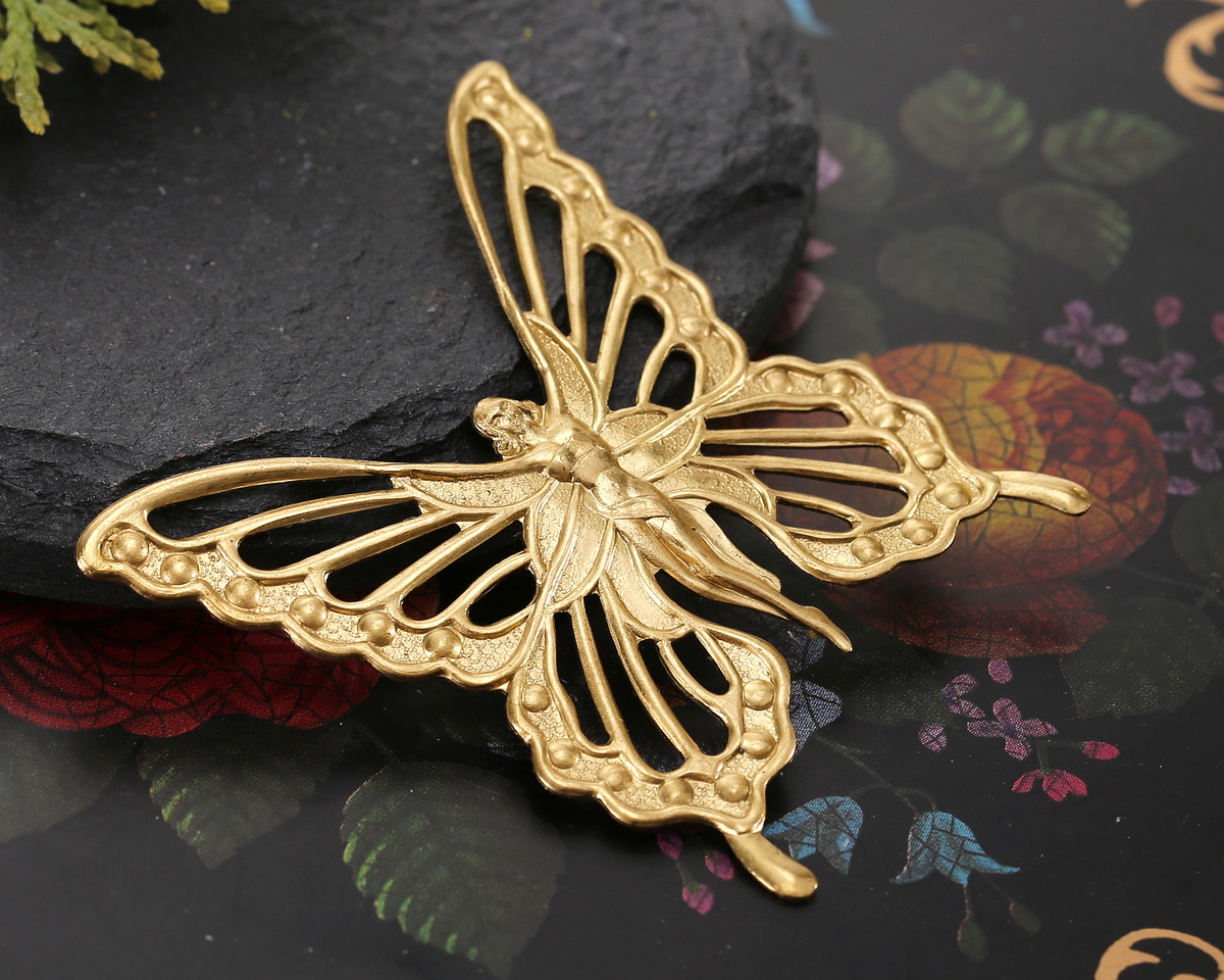 Vintaj Solid Brass Butterfly Pixie Maiden Focal 56x54mm