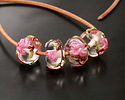 Grace Lampwork Blushing Magnolia Rondelle 10x16mm