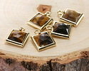 Tiger Eye w/ Gold Finish Faceted Square Focal 10x13mm