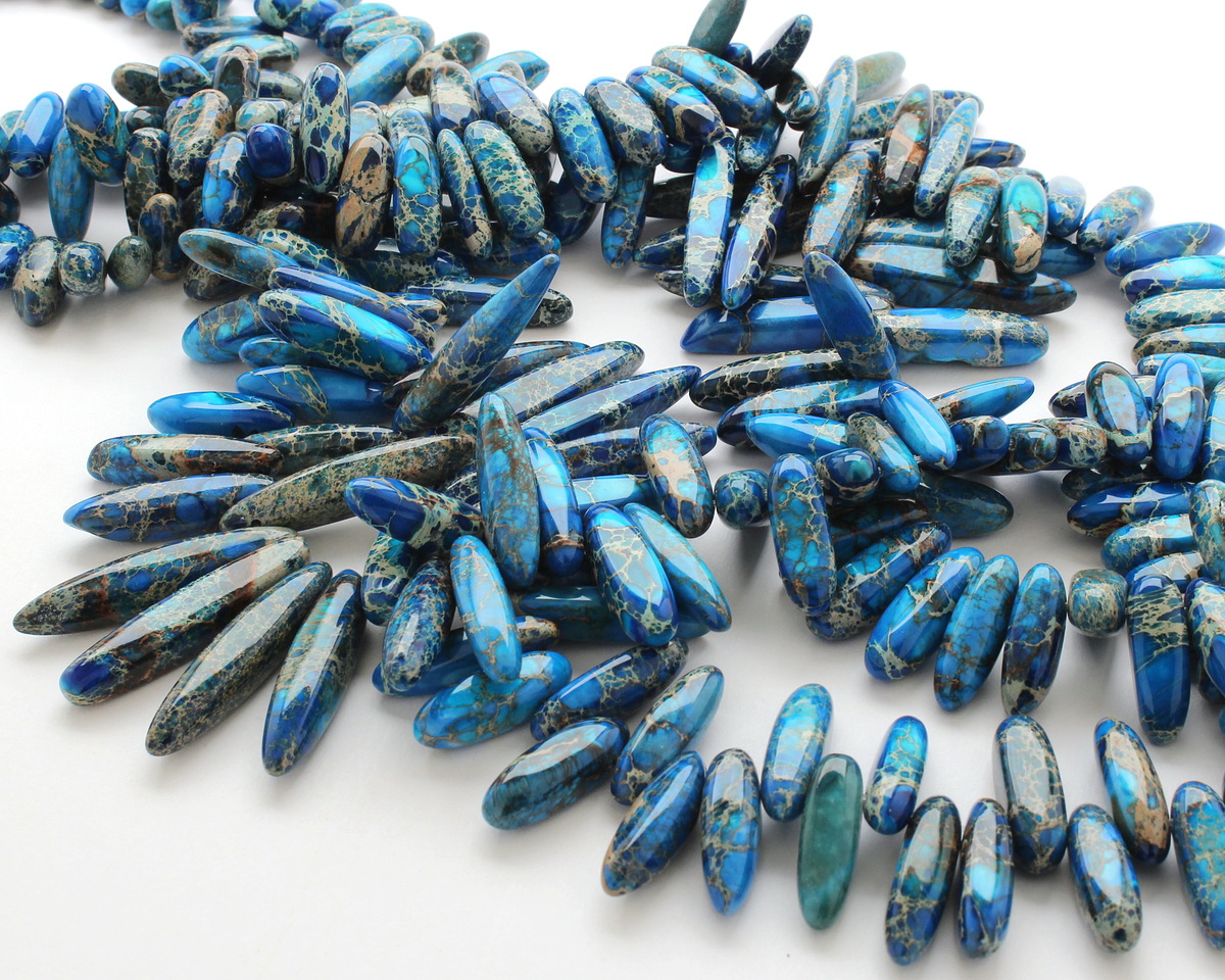 Teal (multi) Impression Jasper Graduated Stick 6-8x12-38mm