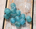 African Recycled Glass Turquoise Green Tumbled Round 8-10mm