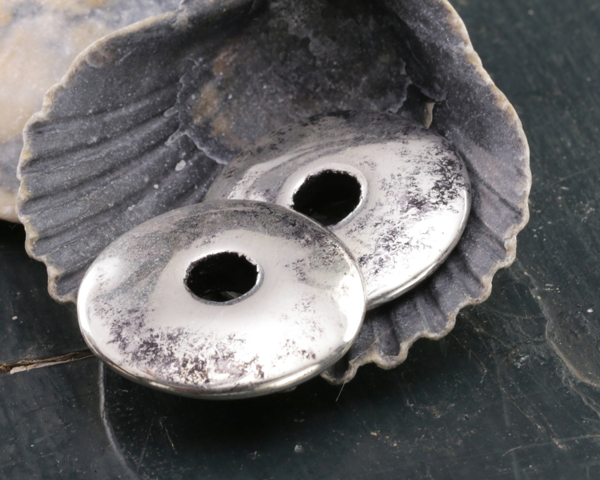 Mykonos Metalized Ceramic Antique Silver Spacer Disc 25mm