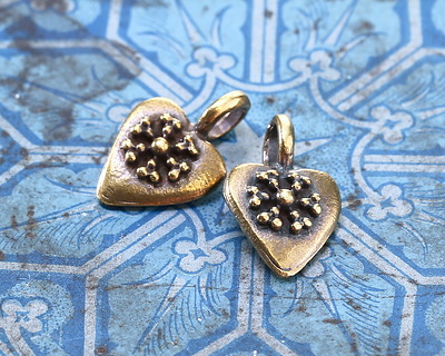 Mykonos Antique Brass (plated) Folksy Heart Focal 11x23mm