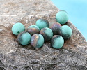 Czech Glass Textured Matte Turquoise w/ Rainbow Metallic Finish Round Druk 8mm