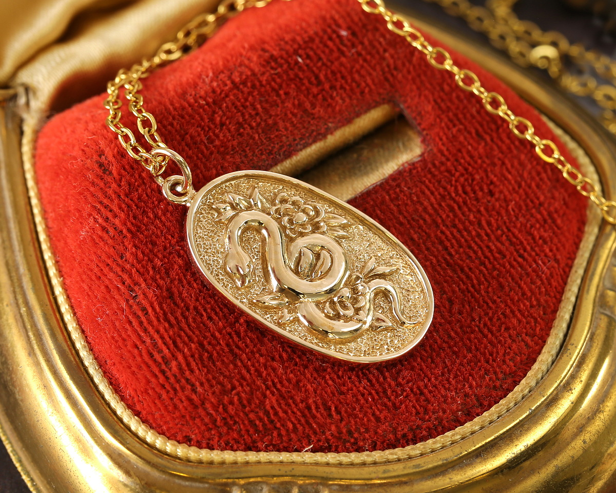 Nina Designs Bronze Flower and Snake Pendant 15x30mm