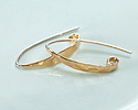 Nina Designs Sterling Silver w/ Bronze Long Hammered Marquis Hook Earrings 14x27mm