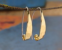 Nina Designs Sterling Silver w/ Bronze Long Hammered Marquis Hook Earrings 14x27mm
