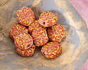 African Glass (Krobo) Red & Yellow Kalawa Coin 14-15mm