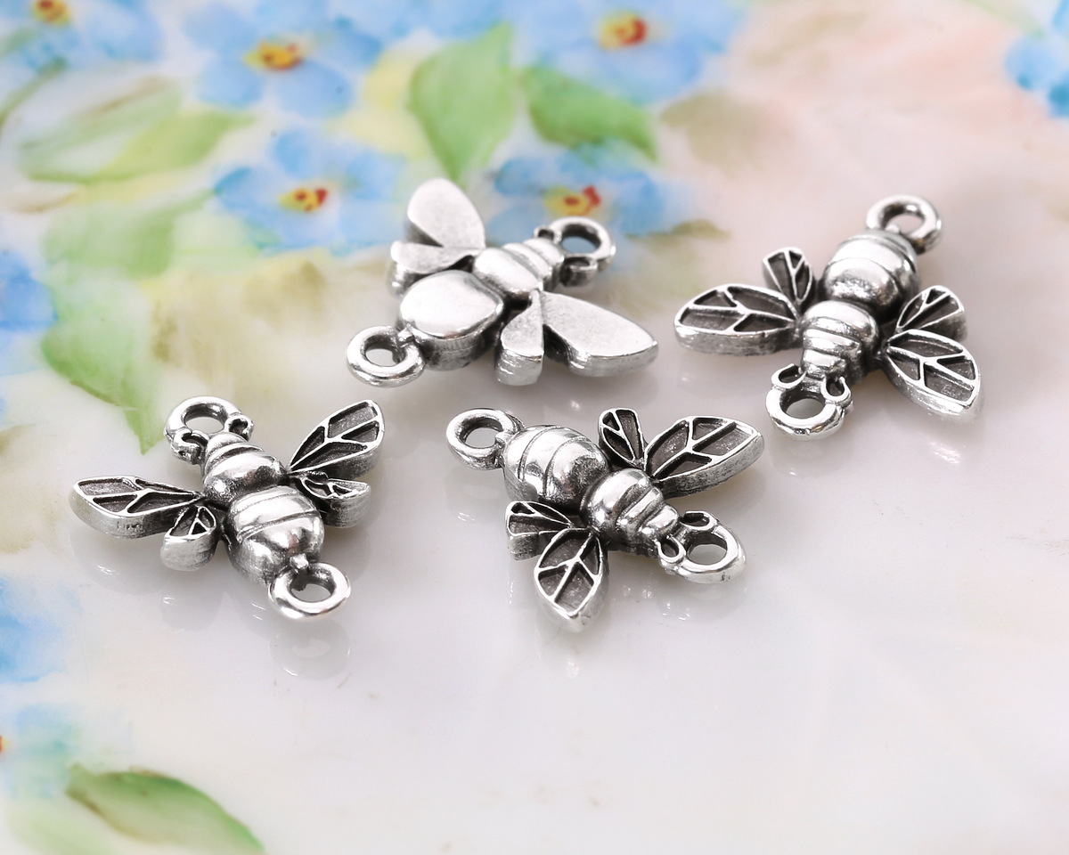 Antique Silver (plated) Bee Focal Link 15x16mm
