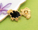 24K Gold (plated) Black Enamel Sheep Button 13x10mm